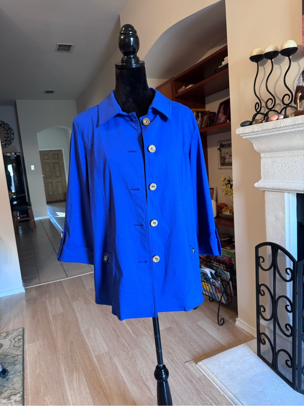 Attyre Royal Blue Trench Coat with Button Front